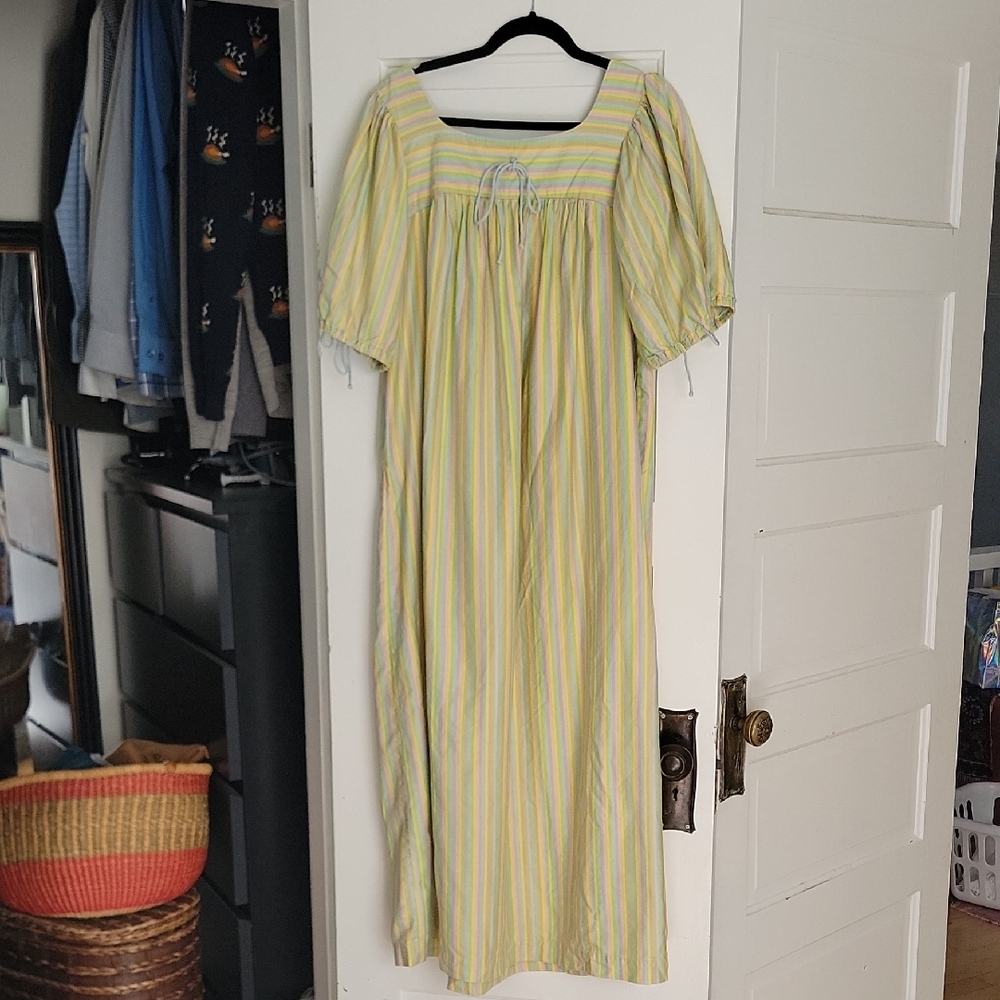 Vintage Hawaiian Sydney Honolulu Pastel Striped Mumu Maxi Dress - S